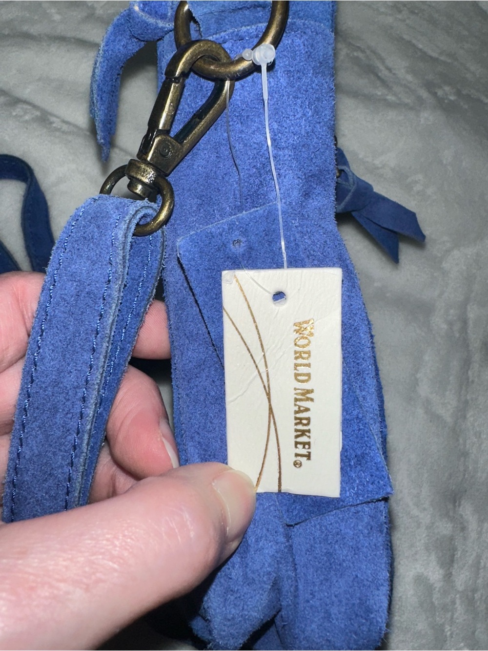 Cobalt Blue Suede Crossbody Bag - Picture 9 of 10